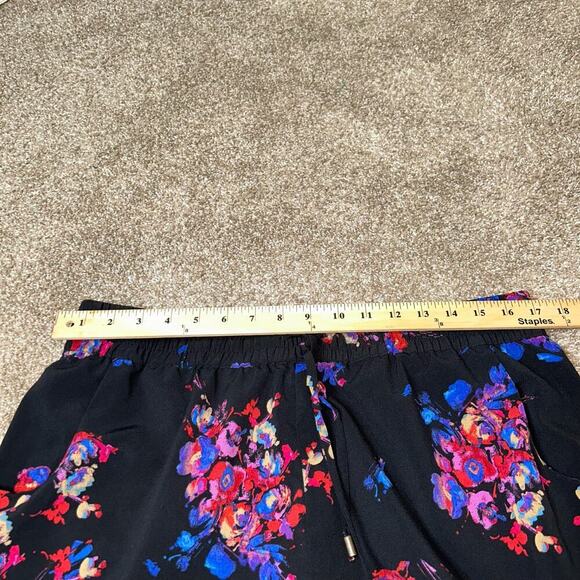 Cold Water wide leg pants floral black elastic waist pull on trousers SZ XL (16) - Picture 4 of 9